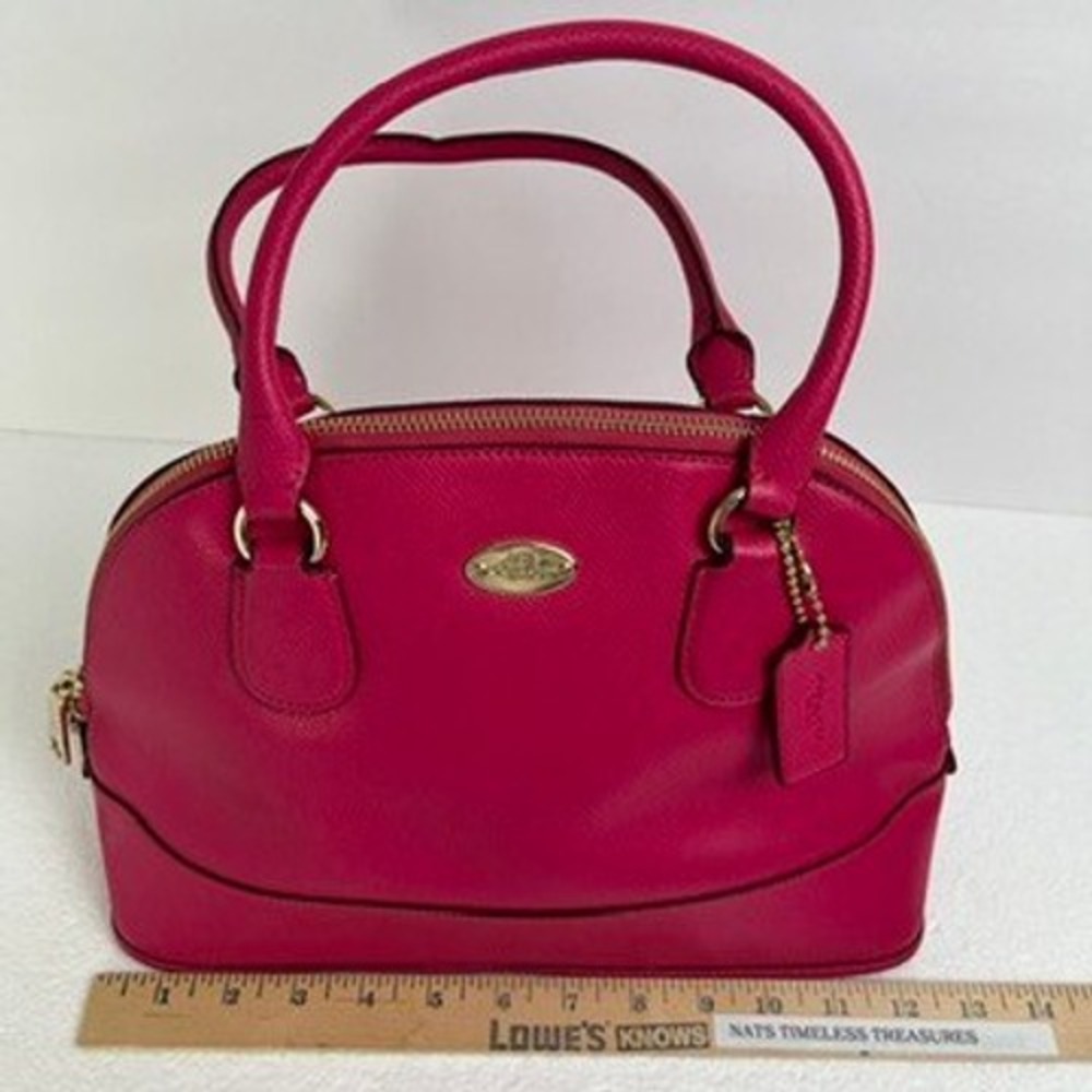 Coach Pink Crossgrain Leather Dome Satchel‎ Double Zip Purse - Picture 9 of 11
